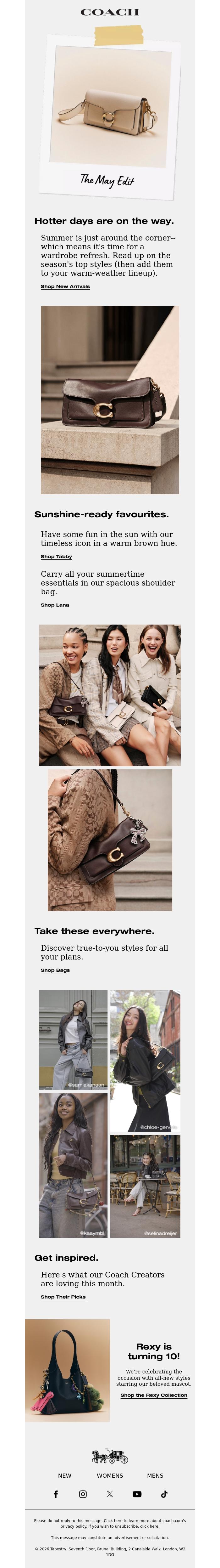 Email Design Inspiration from Coach UK, The May Edit has arrived