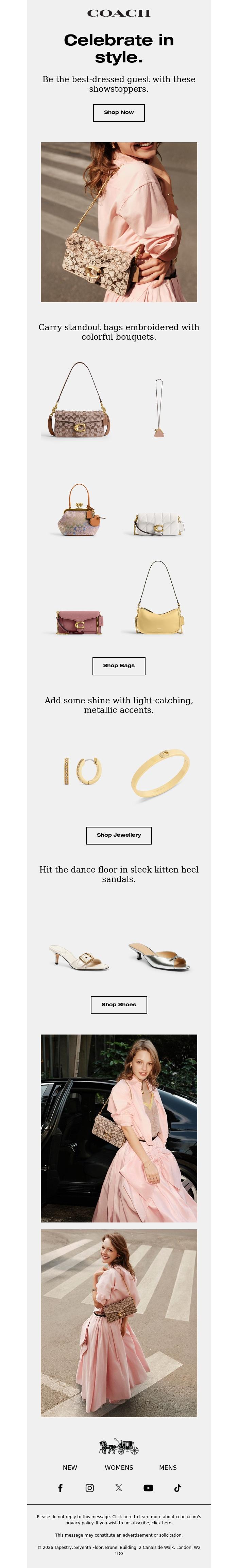 Email Design Inspiration from Coach UK, Wedding season is here.