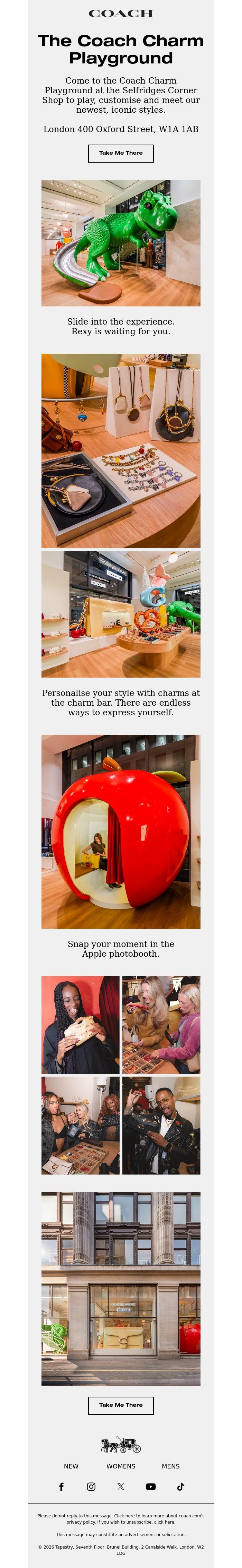 Email Design Inspiration from Coach UK, The Coach Charm Playground is here