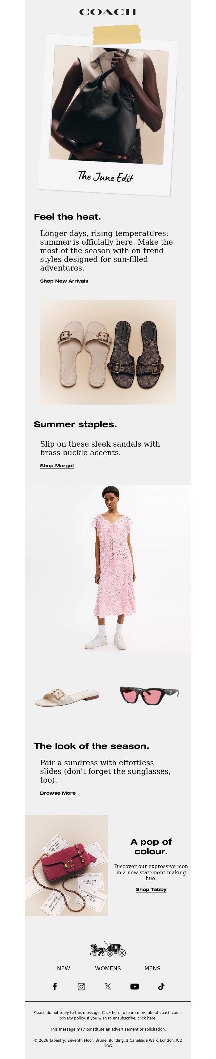 Email Design Inspiration from Coach UK, Just in: The June Edit
