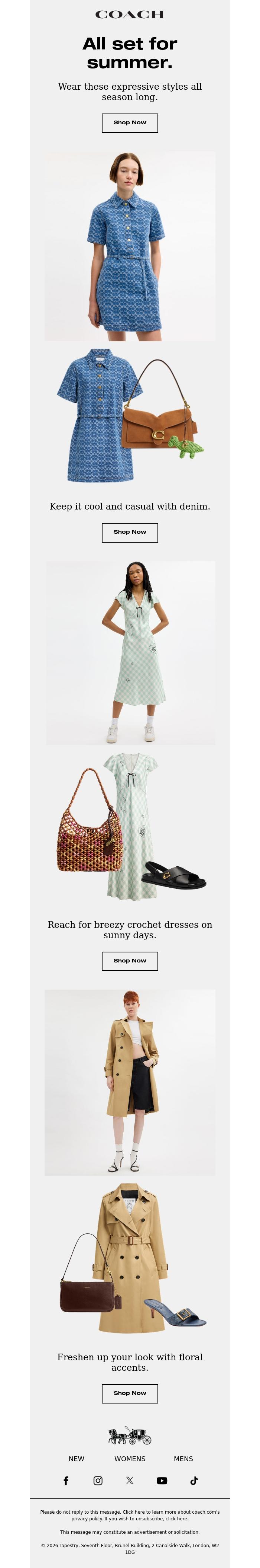 Email Design Inspiration from Coach UK, Your summertime lineup is here