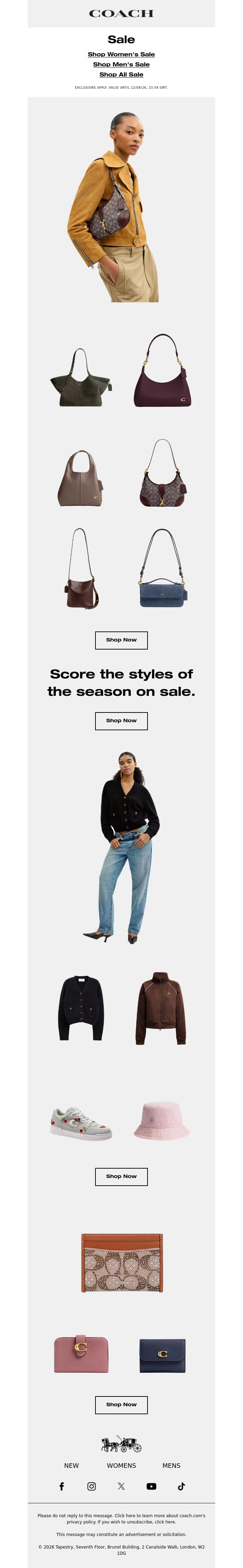 Email Design Inspiration from Coach UK, Summer sale starts now!
