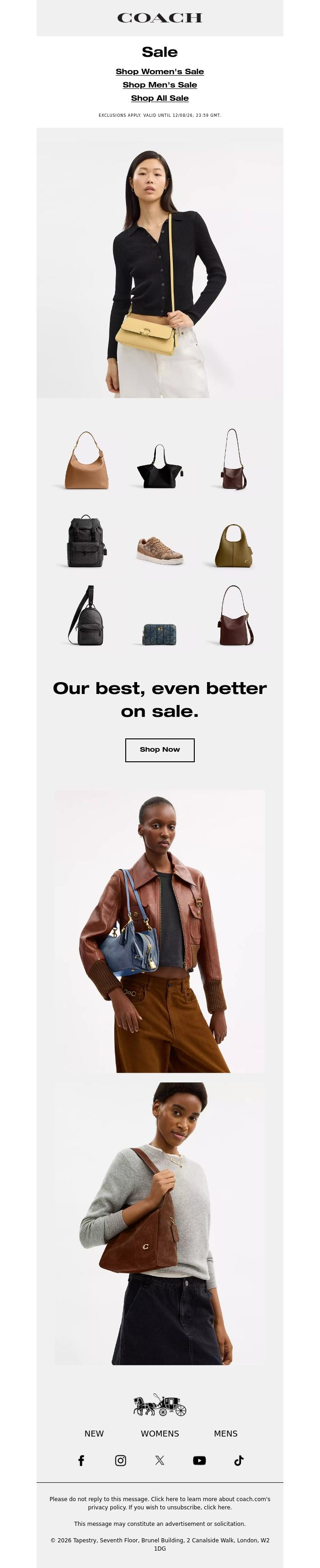Email Design Inspiration from Coach UK, The best of summer, now on Sale