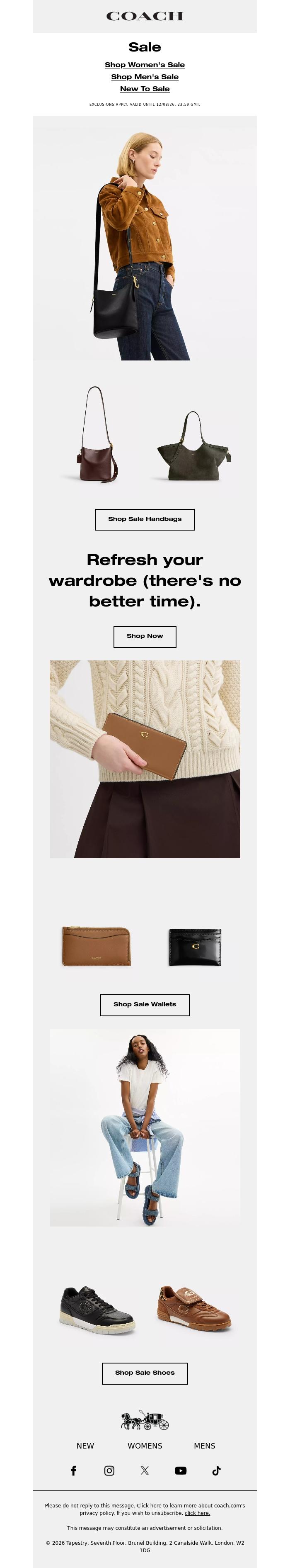 Email Design Inspiration from Coach UK, New styles on sale