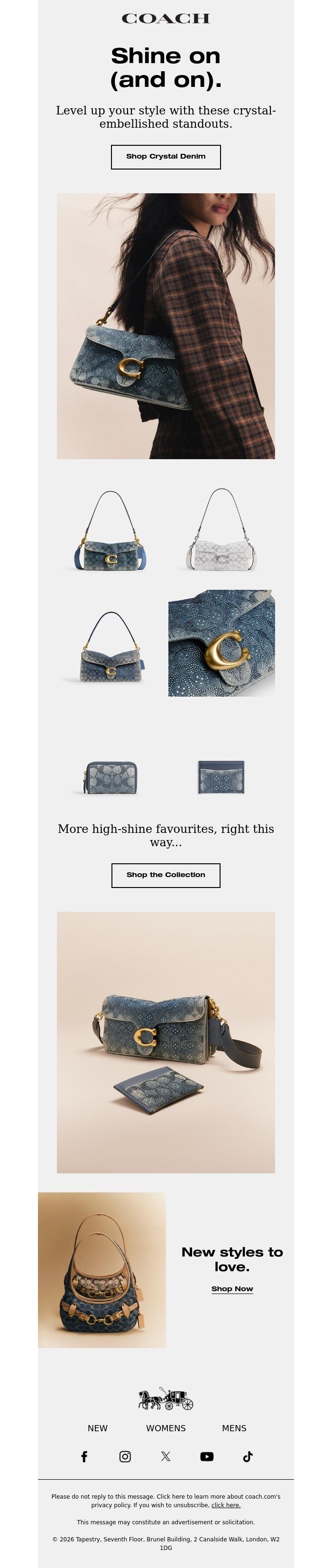 Email Design Inspiration from Coach UK, Spotlight on Crystal Denim