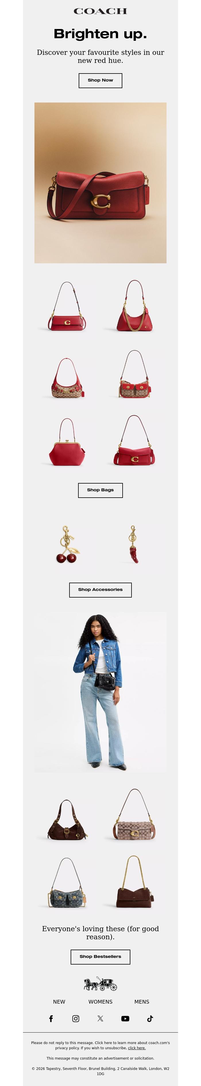 Email Design Inspiration from Coach UK, Add a pop of colour.