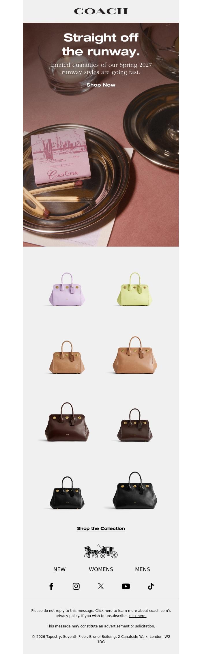 Email Design Inspiration from Coach UK, Fresh from our Spring 2027 show