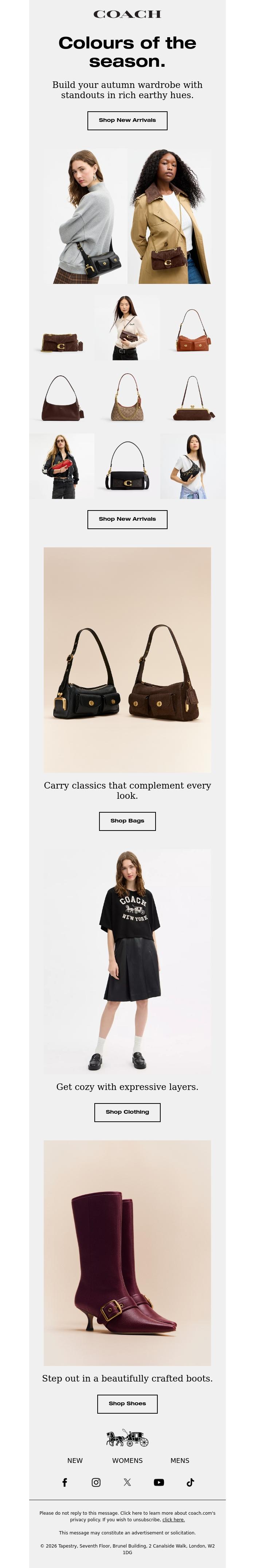 Email Design Inspiration from Coach UK, Get ready for autumn.