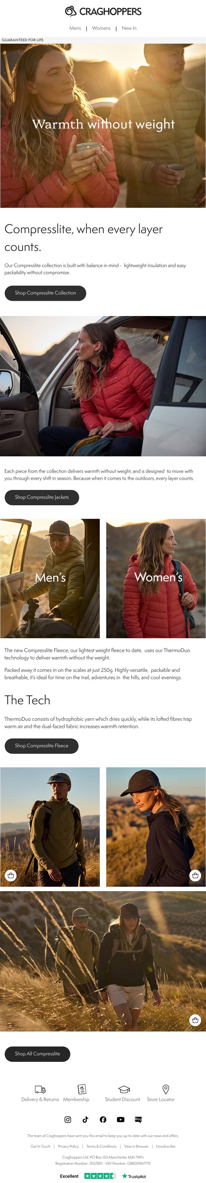 Email Design Inspiration from Craghoppers, Compresslite, when every layer counts