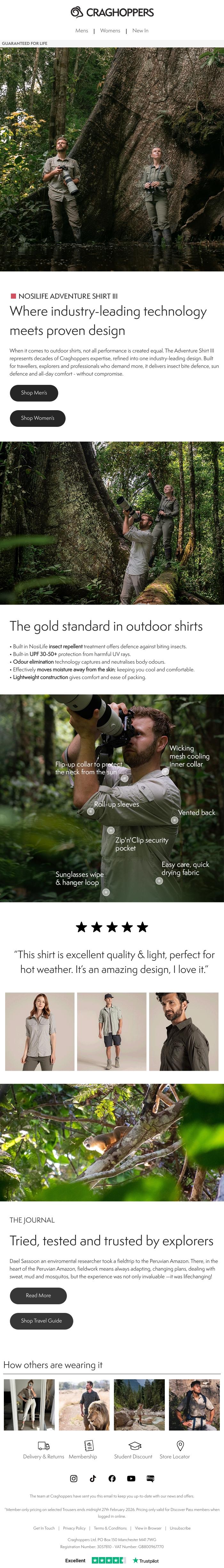 Email Design Inspiration from Craghoppers, Your go-to shirt for every adventure