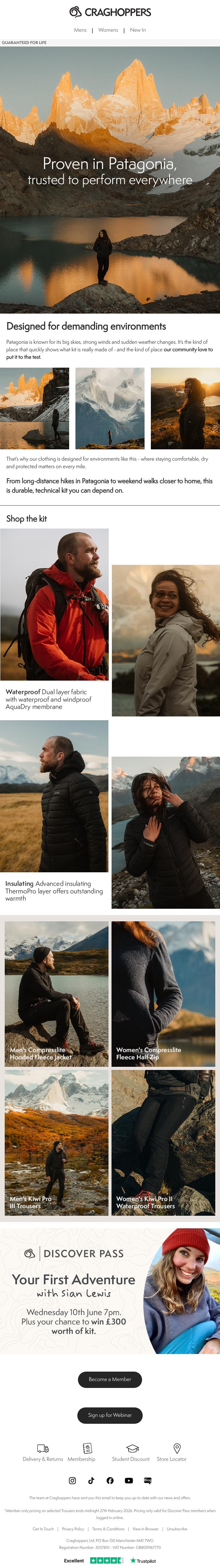 Email Design Inspiration from Craghoppers, Kit that adapts as the day unfolds.
