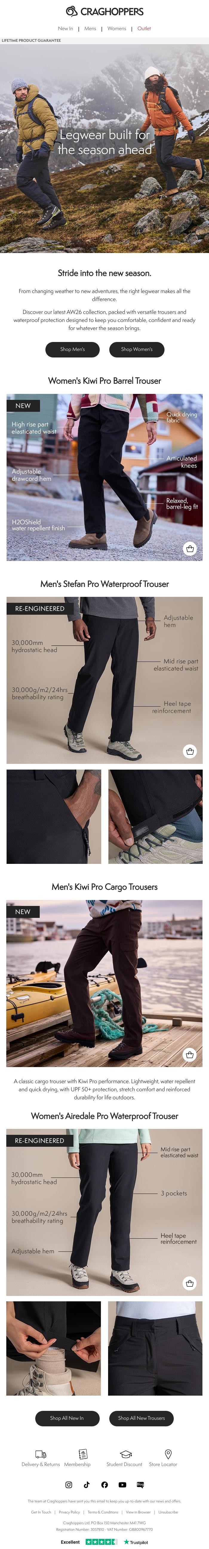 Email Design Inspiration from Craghoppers, Meet your new favourite hiking trousers