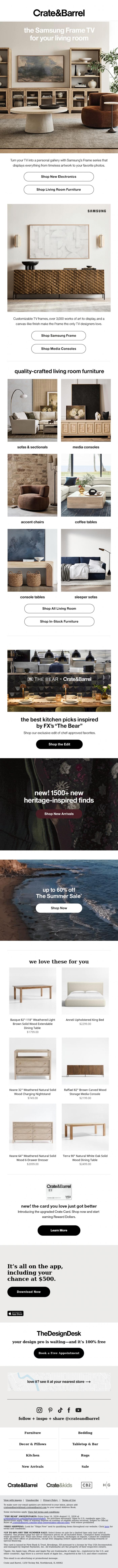 Email Design Inspiration from Crate & Barrel SALE, This is the TV that blends in beautifully &rarr;