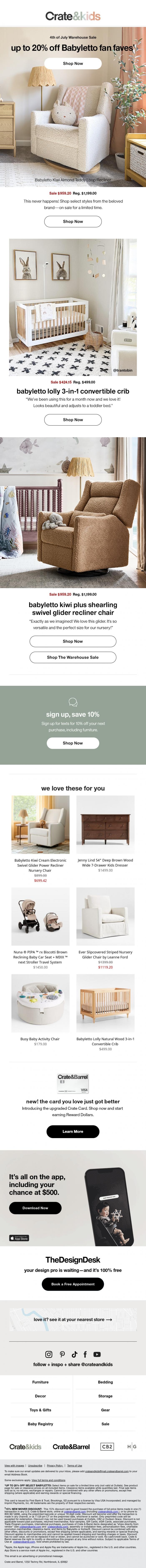 Email Design Inspiration from Crate & Kids SALE, This is not a drill: Babyletto is on SALE &rarr;