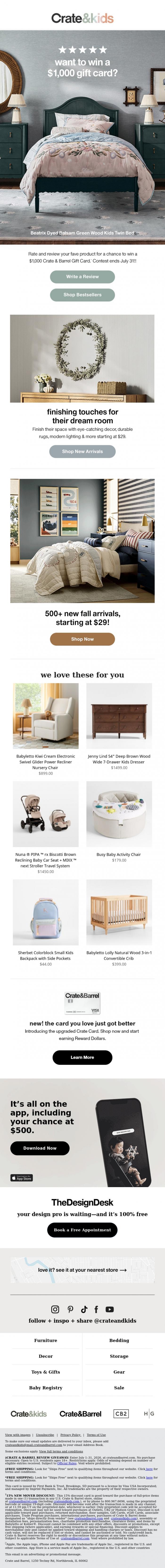 Email Design Inspiration from Crate & Kids SALE, Write a review. Enter for a chance to win $1,000. Find out how &rarr;