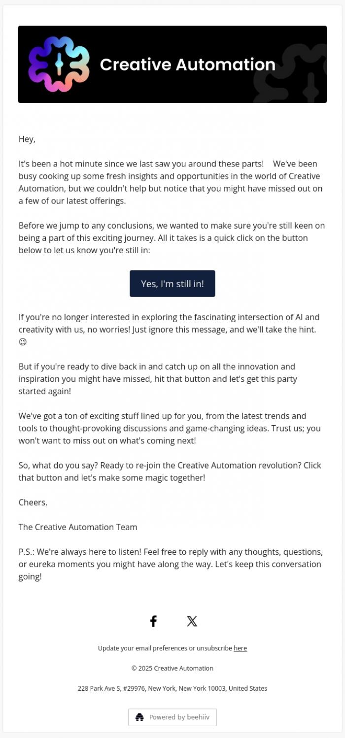 Email Design Inspiration from Creative Automation, Hey there, are you still with us? 🙋&zwj;♀️