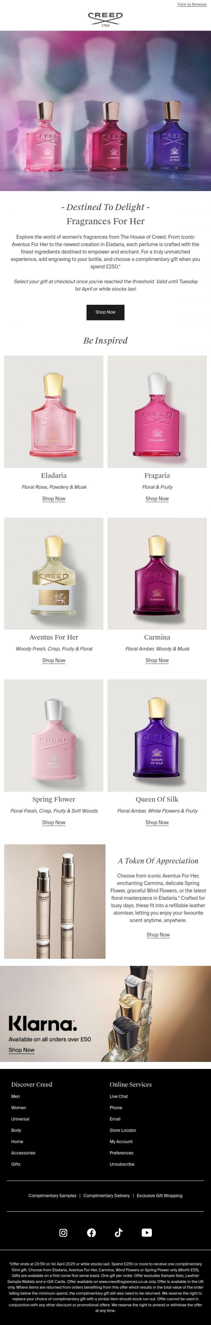 Email Design Inspiration from Creed Fragrance, Your Complimentary Gift Ends Tomorrow