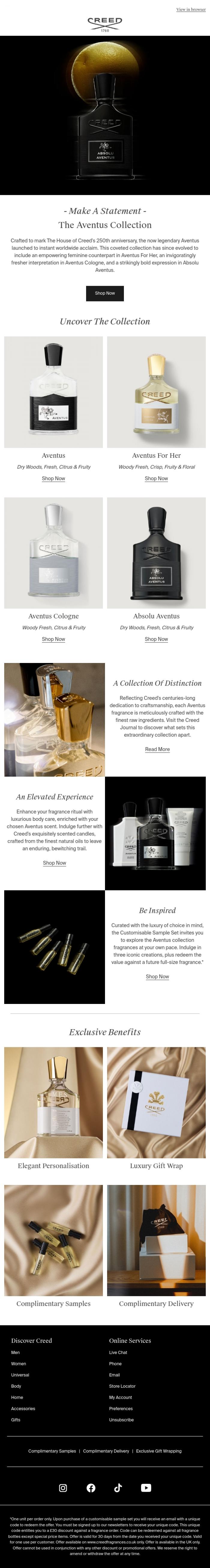 Email Design Inspiration from Creed Fragrance, Aventus | Expand Your Collection With A Fragrance Of True Distinction