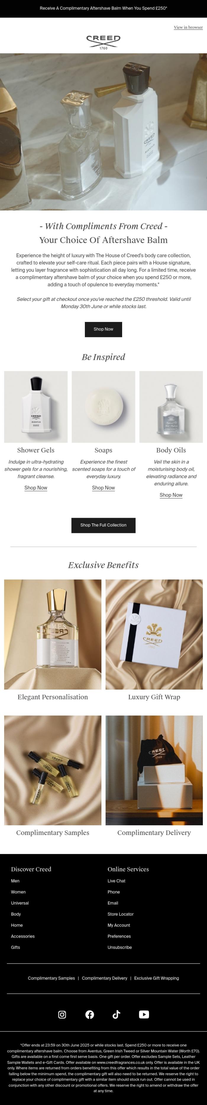 Email Design Inspiration from Creed Fragrance, Make Everyday Moments Extraordinary