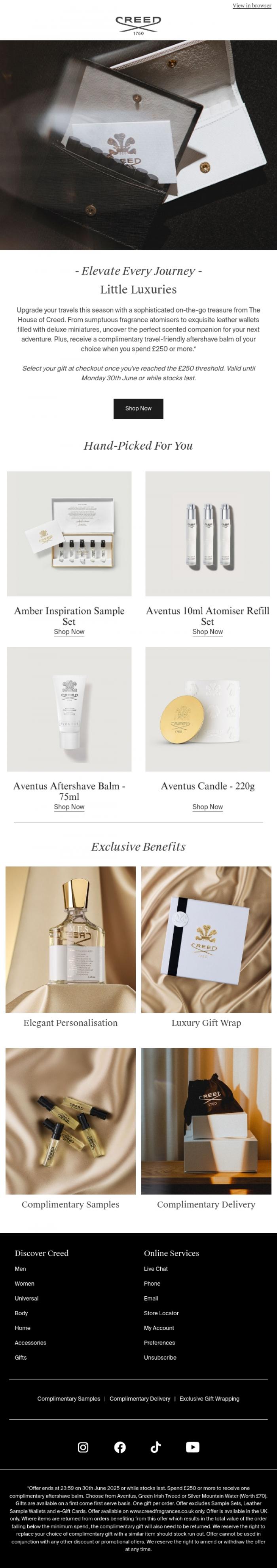 Email Design Inspiration from Creed Fragrance, Journey In Style This Summer