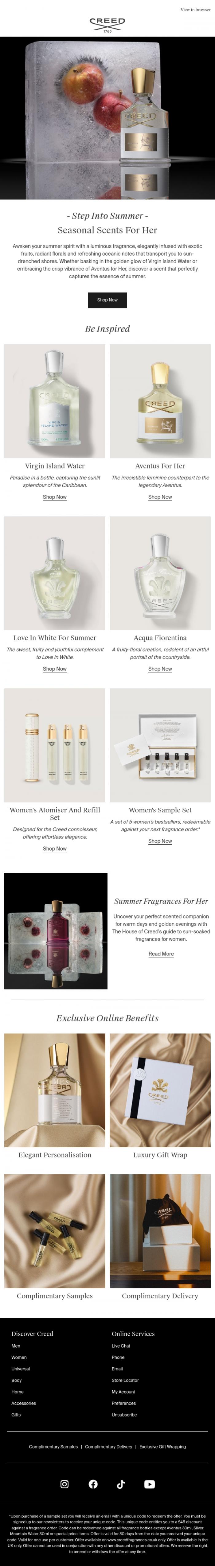 Email Design Inspiration from Creed Fragrance, Awaken The Spirit Of Summer