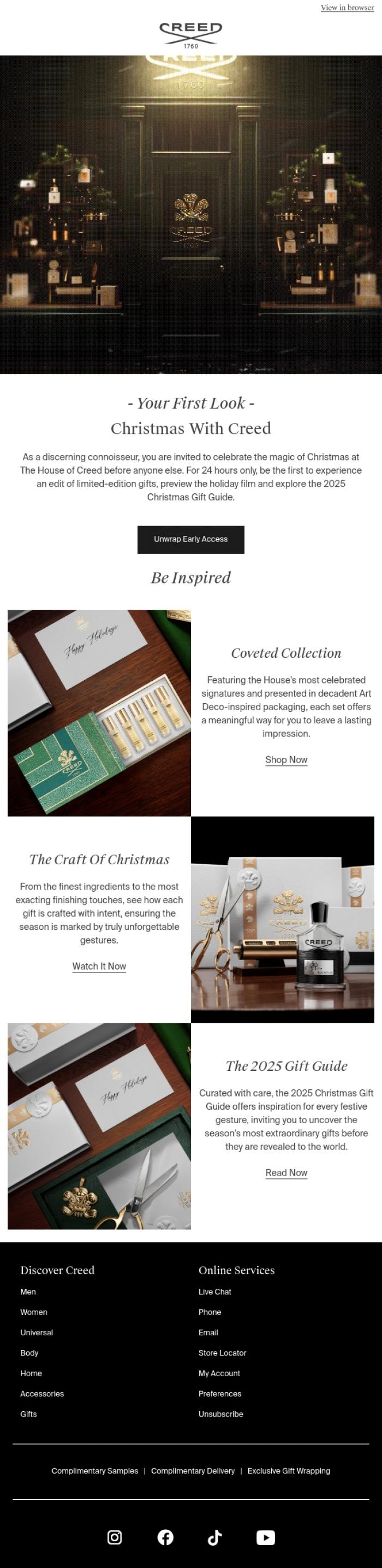 Email Design Inspiration from Creed Fragrance, Your Member's Invitation | Christmas With Creed