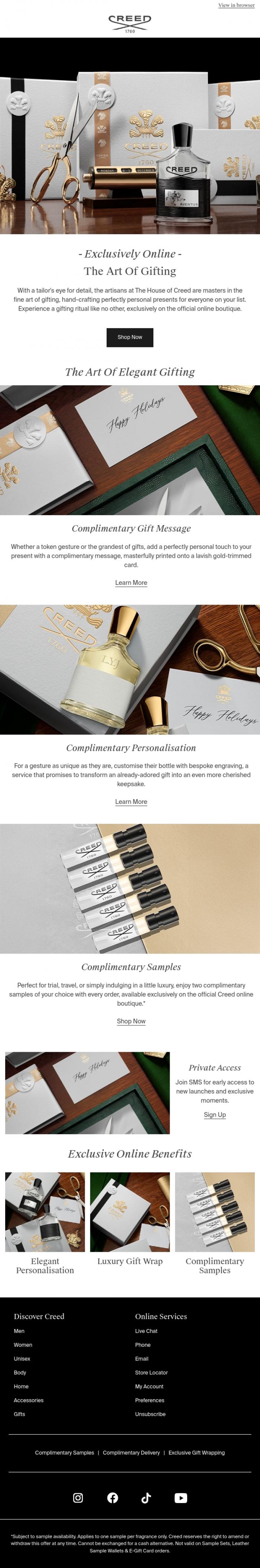 Email Design Inspiration from Creed Fragrance, The Art Of Elegant Gifting