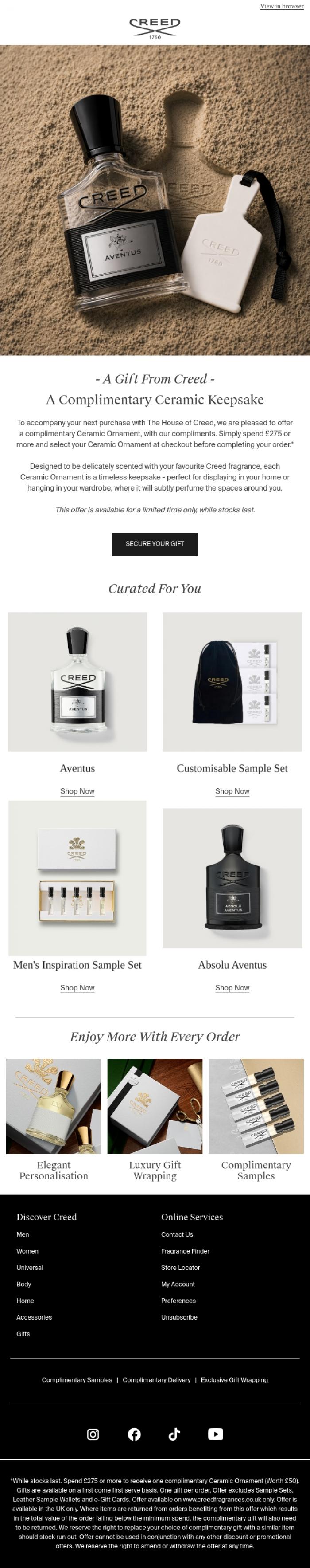 Email Design Inspiration from Creed Fragrance, A Limited-Edition Gift Awaits