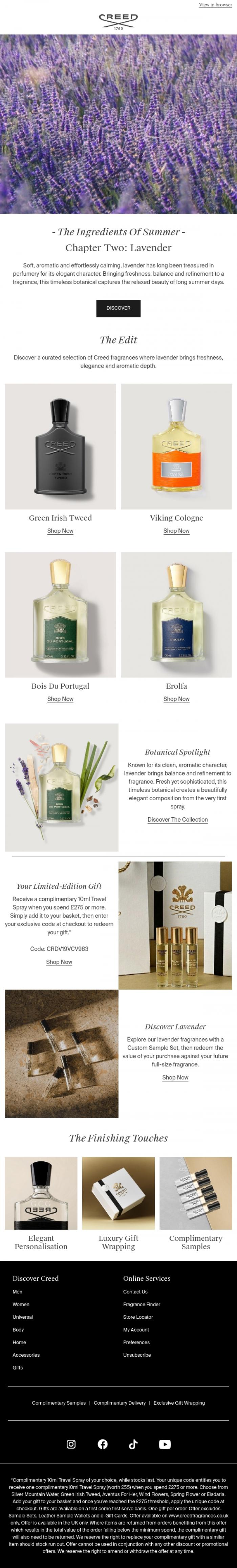 Email Design Inspiration from Creed Fragrance, The Ingredients Of Summer | Chapter Two