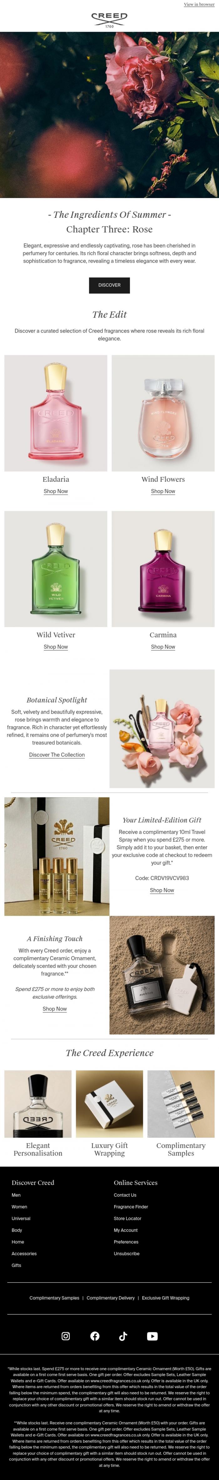 Email Design Inspiration from Creed Fragrance, The Ingredients Of Summer | Chapter Three