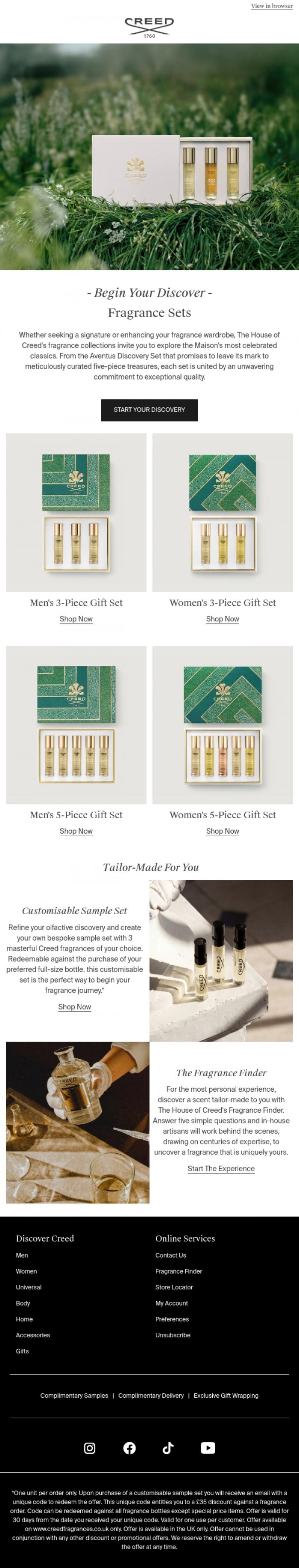 Email Design Inspiration from Creed Fragrance, Embrace The Joy Of Olfactive Exploration