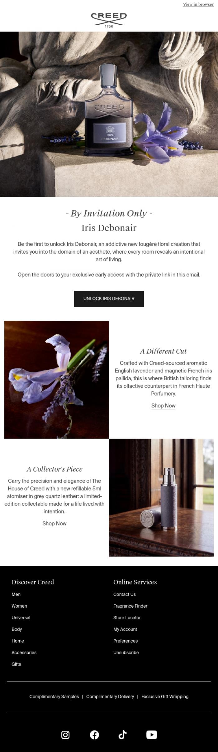 Email Design Inspiration from Creed Fragrance, Unlock Your Exclusive Early Access