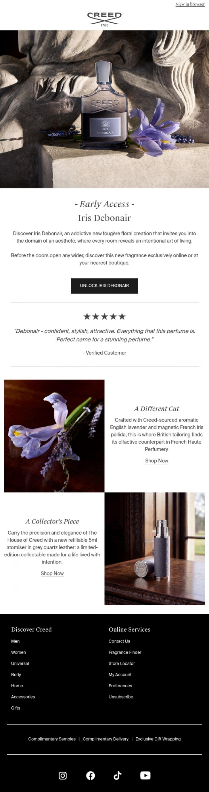 Email Design Inspiration from Creed Fragrance, Unlock Your Early Access