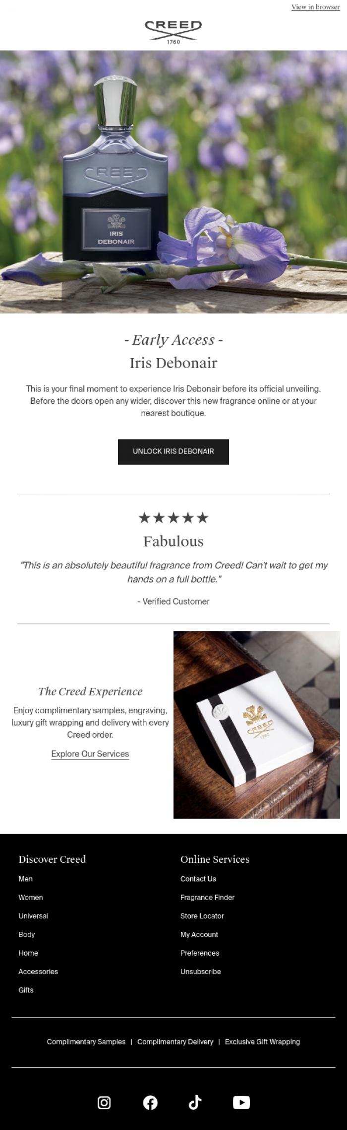 Email Design Inspiration from Creed Fragrance, Your Early Access Ends Tonight