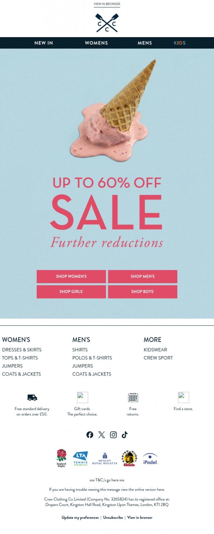 Email Design Inspiration from Crew Clothing, Our biggest SALE just got even better