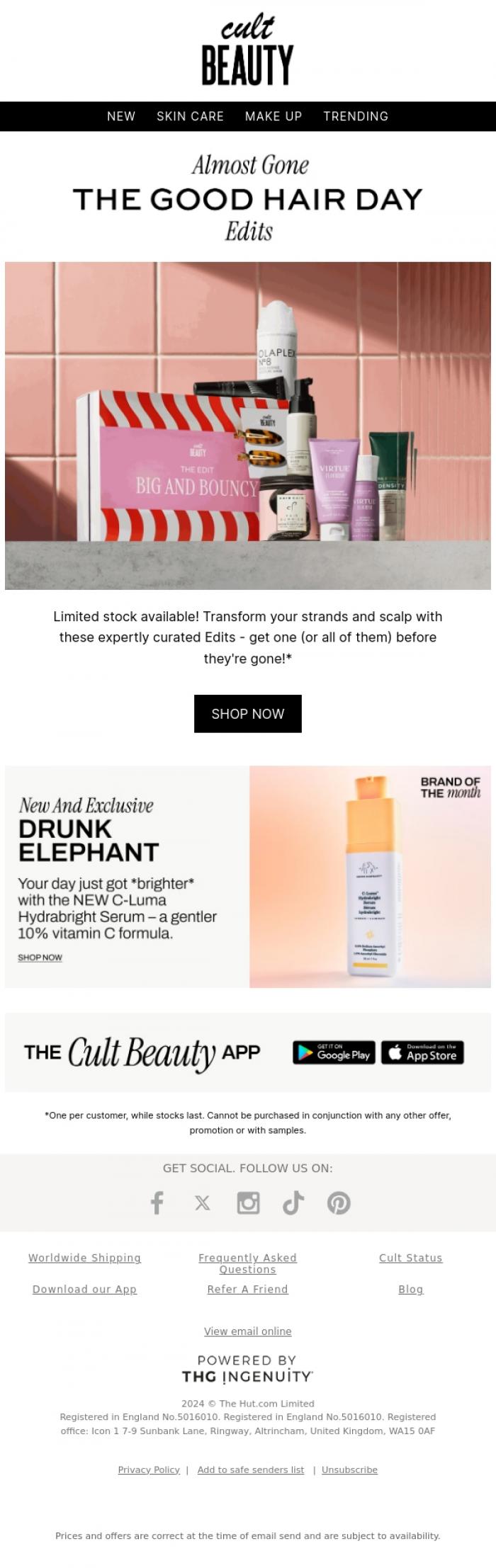 Email Design Inspiration from Cult Beauty, Almost gone! The Good Hair Day Edits