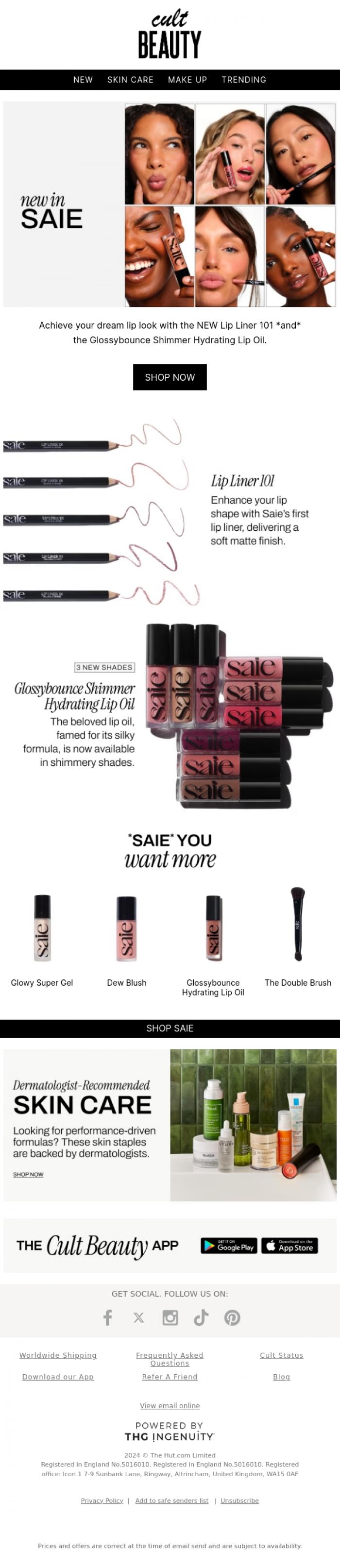 Email Design Inspiration from Cult Beauty, NEW lip combo unlocked 💋