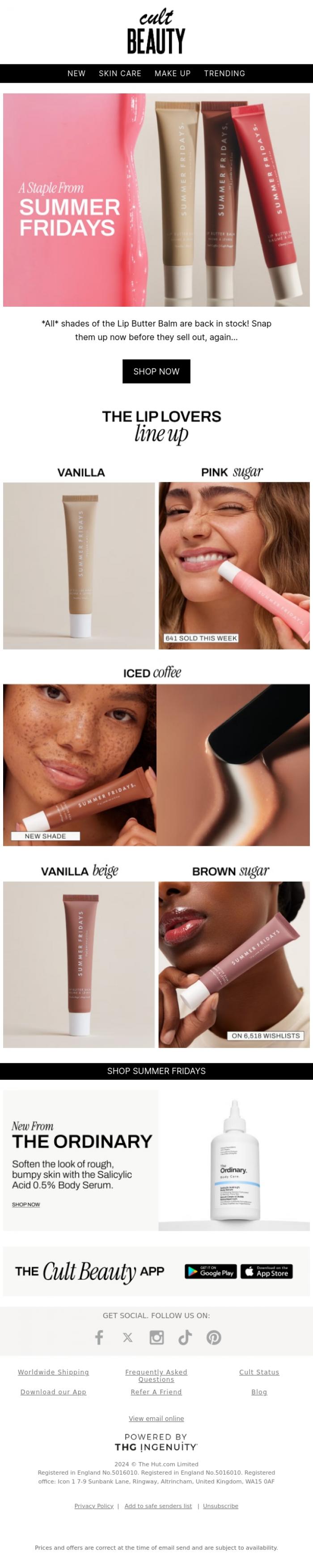 Email Design Inspiration from Cult Beauty, The lip balms you love...