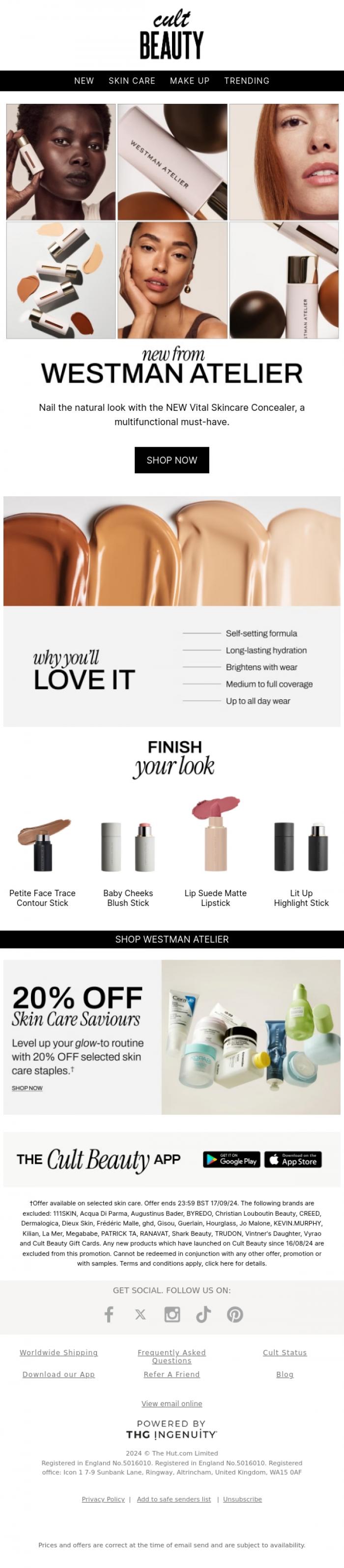 Email Design Inspiration from Cult Beauty, Meet Westman Atelier's NEW arrival