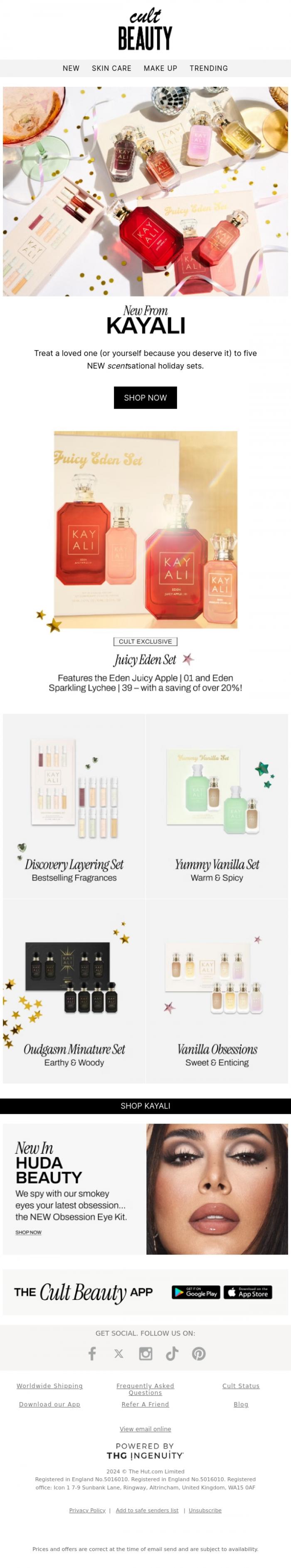Email Design Inspiration from Cult Beauty, 5 NEW sets from KAYALI 🍎