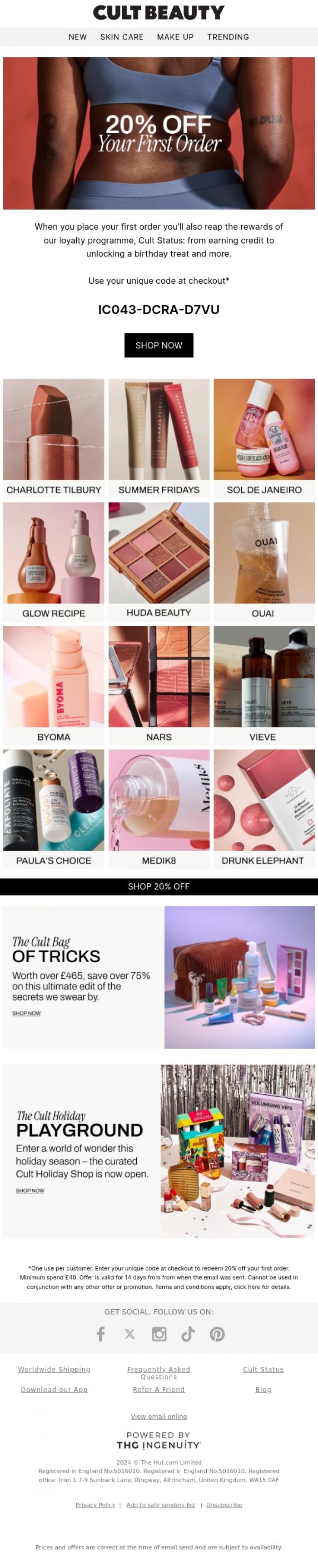 Email Design Inspiration from Cult Beauty, Hurry, your 20% OFF expires soon