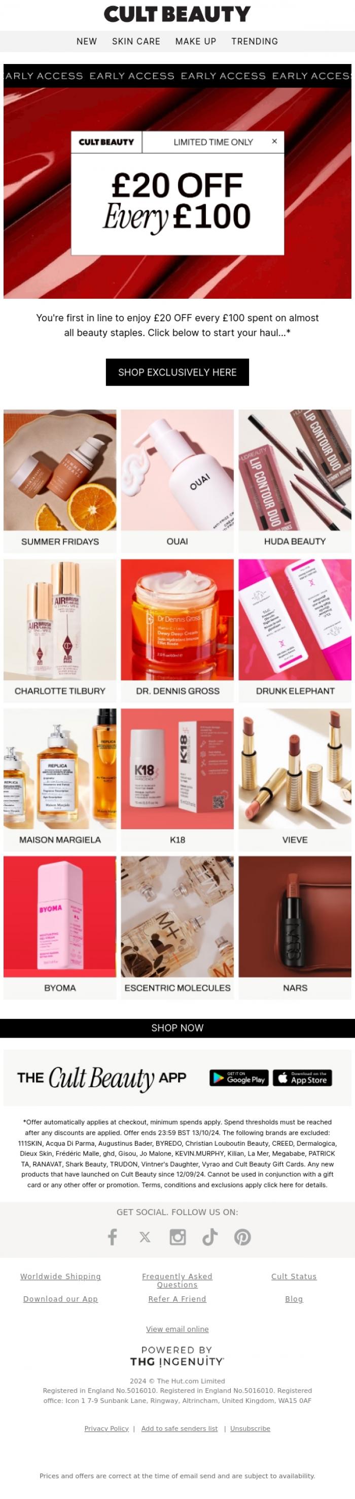 Email Design Inspiration from Cult Beauty, EARLY ACCESS! &pound;20 OFF your haul