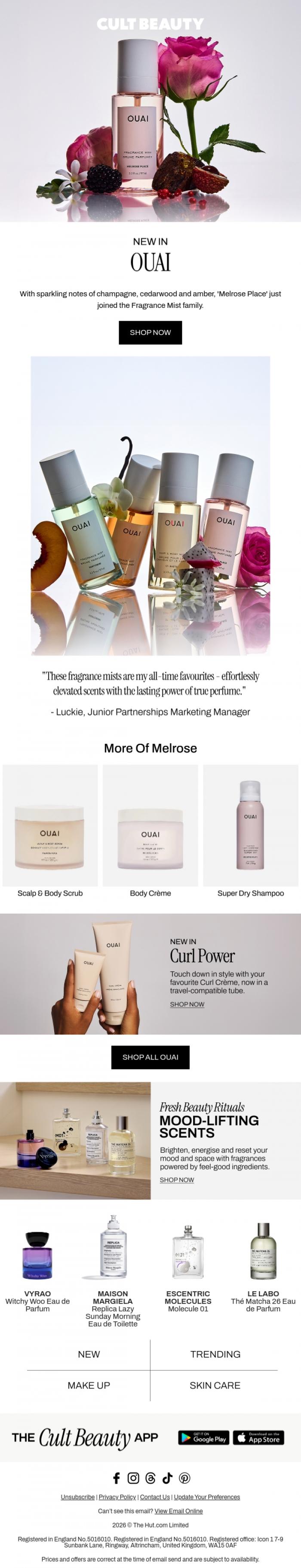 Email Design Inspiration from Cult Beauty, We're obsessed! OUAI's latest arrival