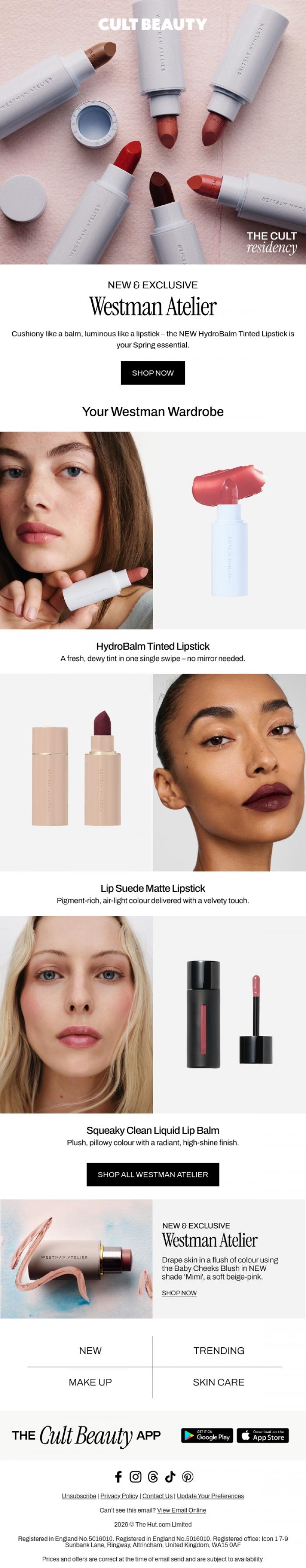 Email Design Inspiration from Cult Beauty, NEW Westman Atelier - only at Cult Beauty!