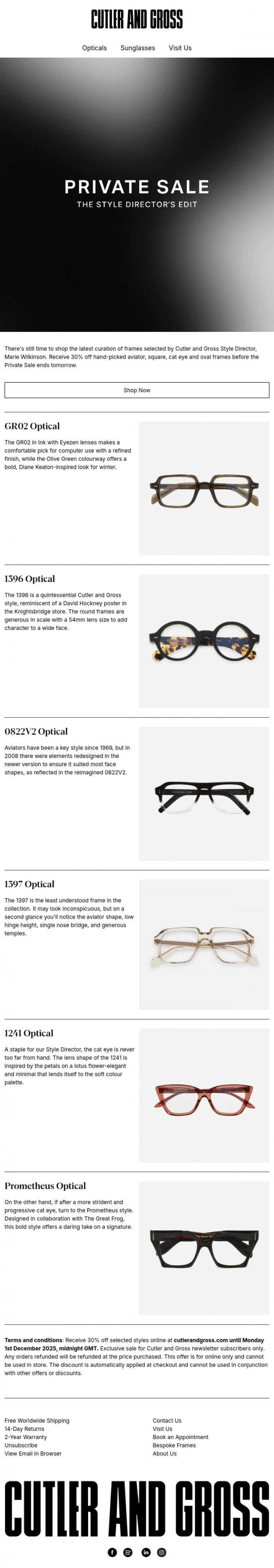 Email Design Inspiration from Cutler and Gross, Private Sale | The Style Director's Edit