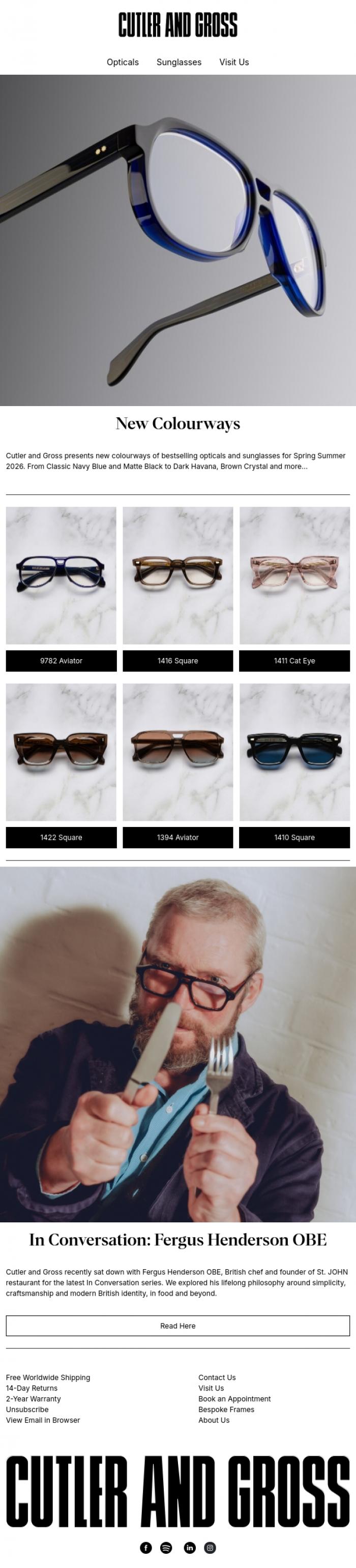Email Design Inspiration from Cutler and Gross, New Colourways