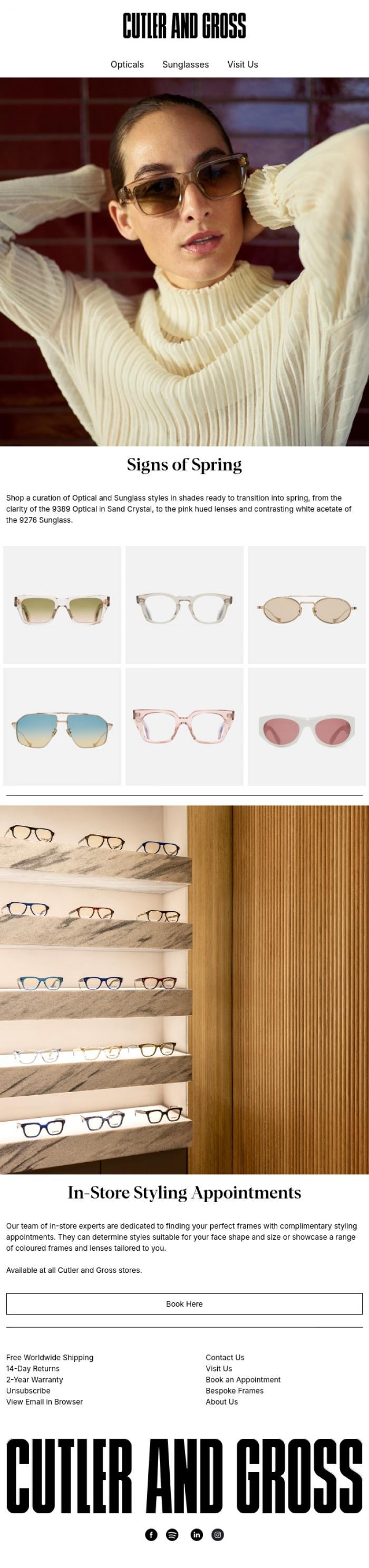 Email Design Inspiration from Cutler and Gross, Signs of Spring