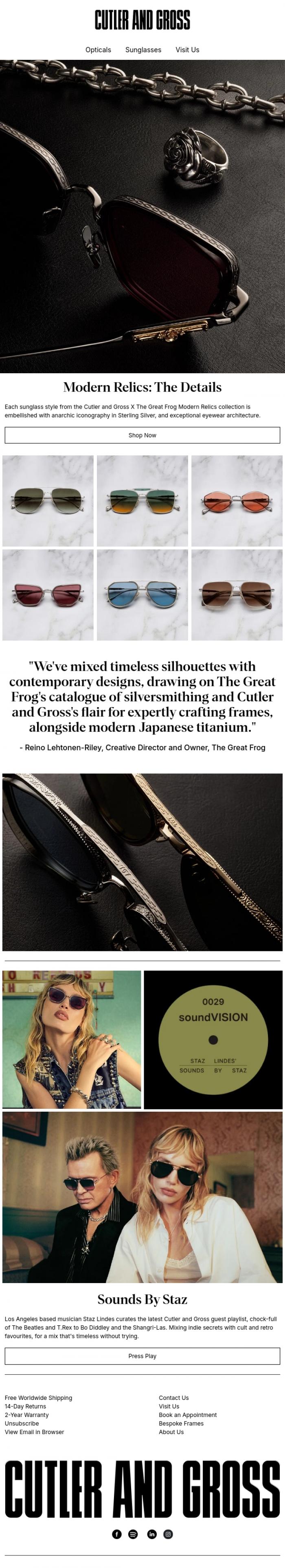 Email Design Inspiration from Cutler and Gross, The Great Frog In Detail