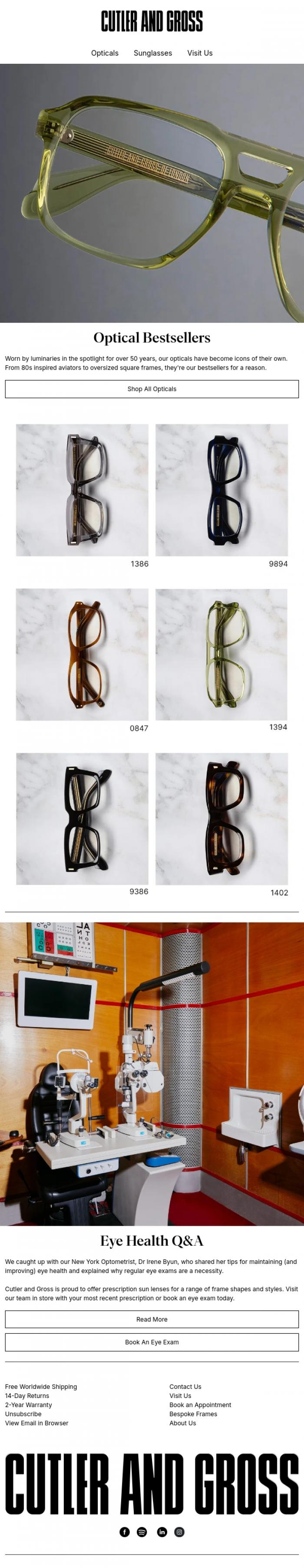 Email Design Inspiration from Cutler and Gross, The Best of Cutler and Gross Opticals