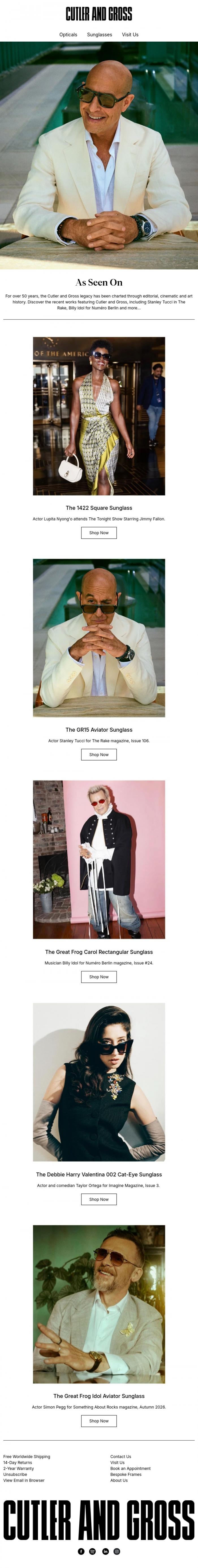 Email Design Inspiration from Cutler and Gross, As Seen On